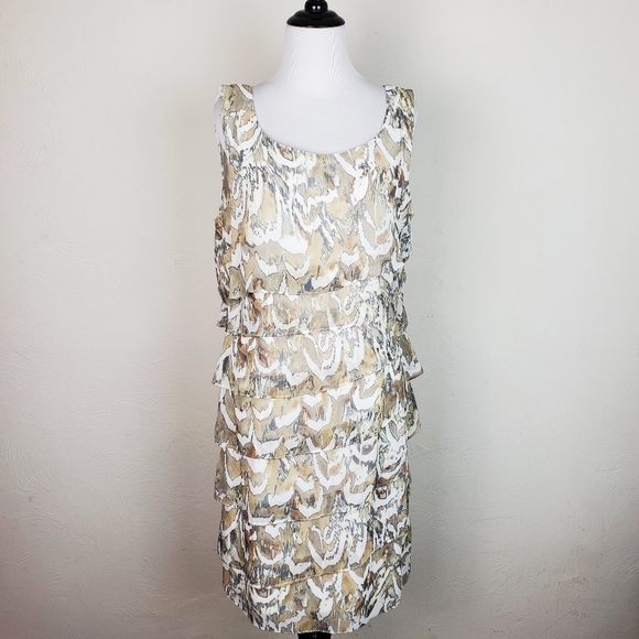 connected apparel Dresses & Skirts - Connected Apparel Dress Ruffle Tiered Pattern Boho Animal Print